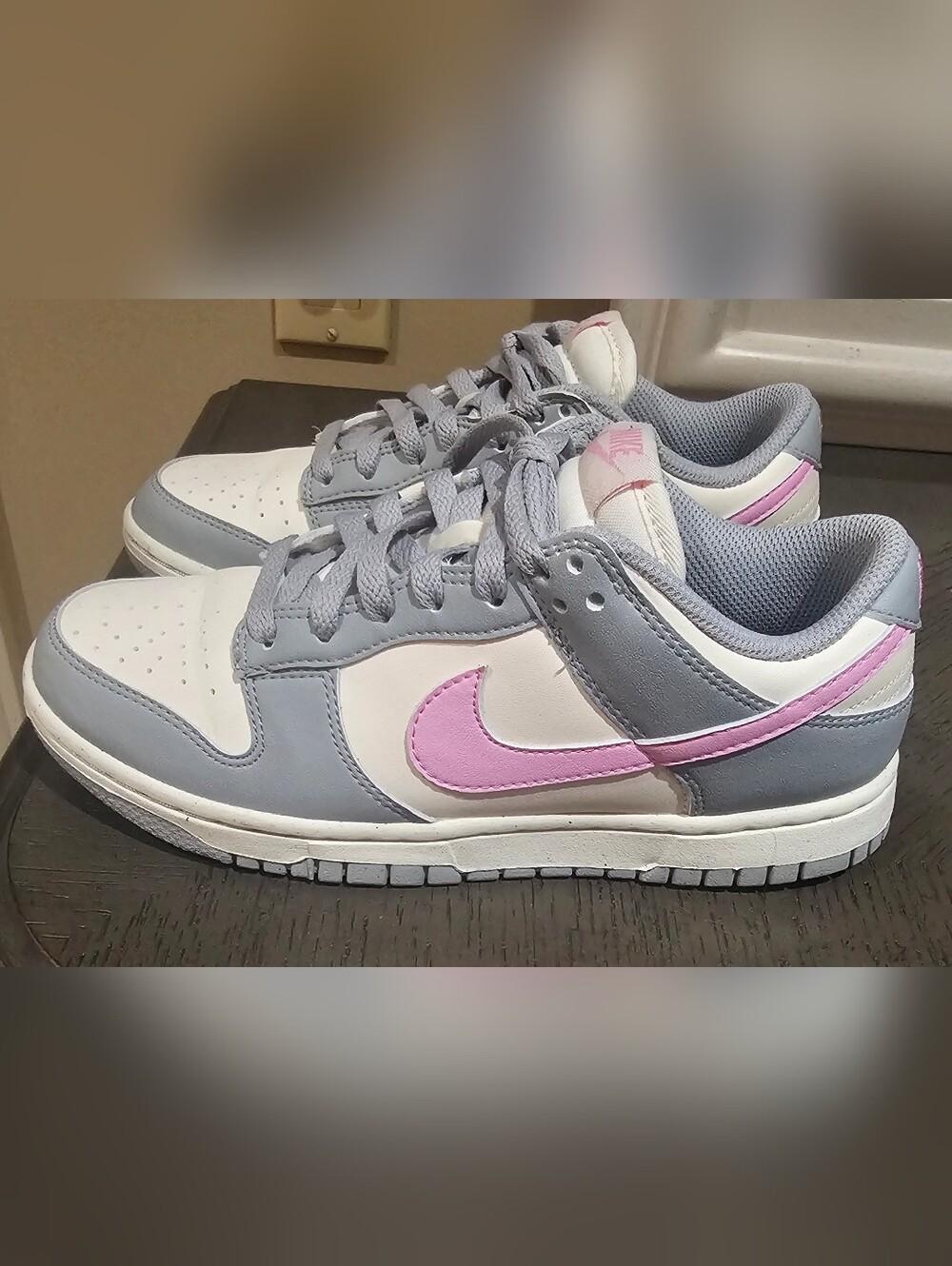 Nike Dunk Gray and Pink Low-Top Sneakers Women Size 7